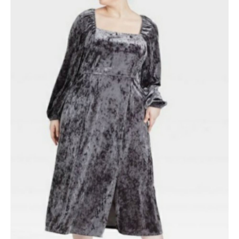 NWT grey/silver velour dress